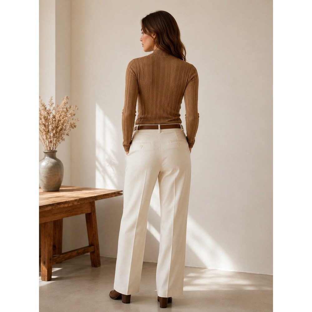 Madewell Ribbed Alpaca Blend Mock Neck Sweater Camel Brown Stretch Size S - Picture 11 of 11